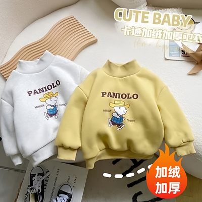秋冬款儿童加绒加厚半高领卫衣