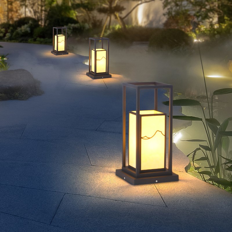 草坪灯现代简约户外防水草地室外庭院花园地灯中式景观围墙柱头灯