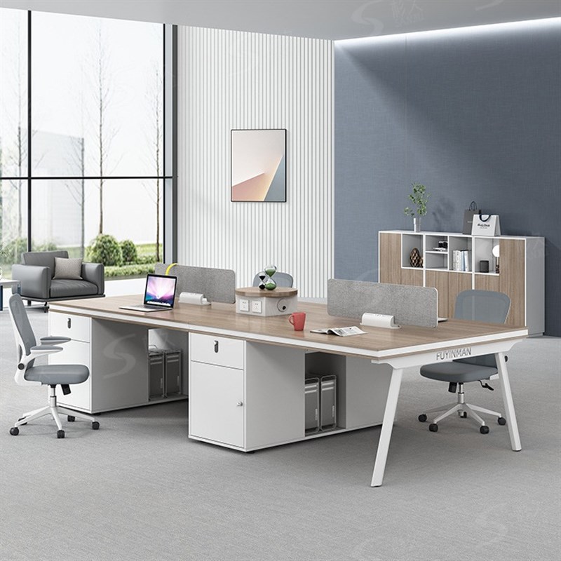 斜边 办公桌椅组合简约现代卡座2双4四6六人职员桌办公室屏风工位
