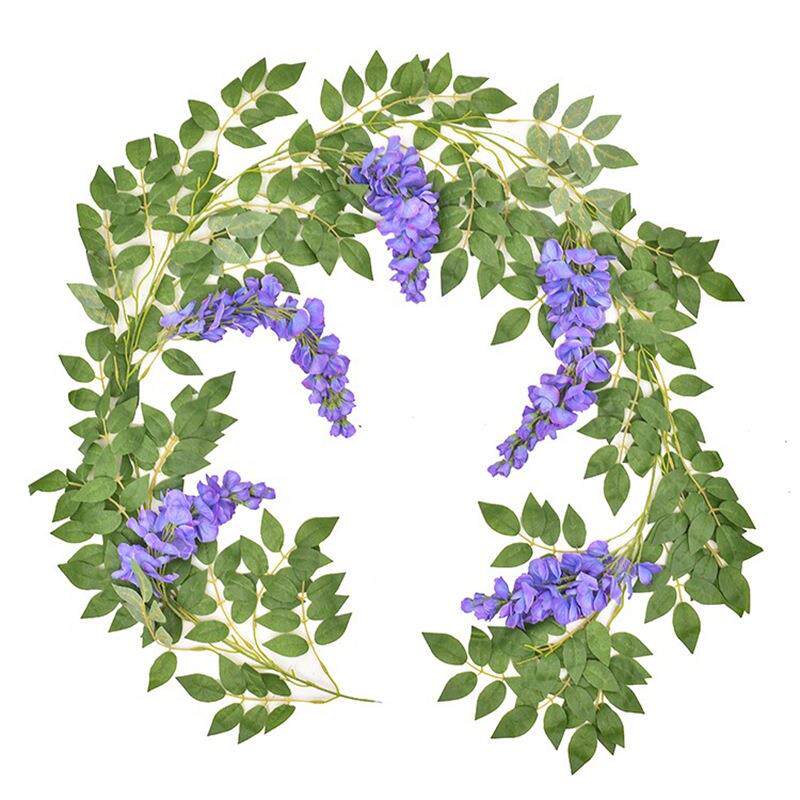 仿真加密紫藤花假花藤条装饰花塑料吊顶花串藤蔓管道遮挡缠绕吊花