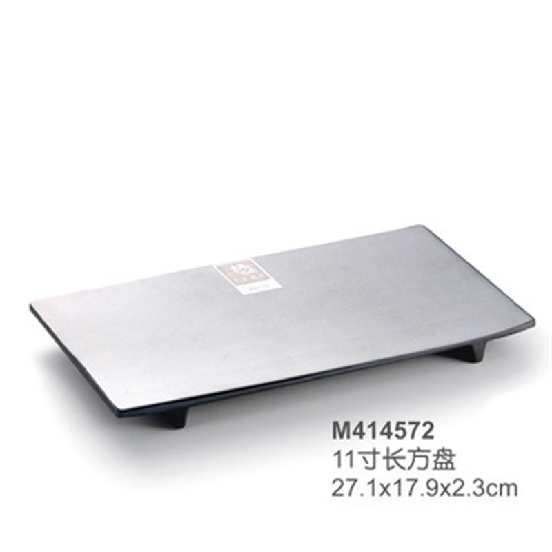 仿瓷磨砂黑色长方形盘子创意刺身拼盘点心火锅烧烤密胺寿司大平盘