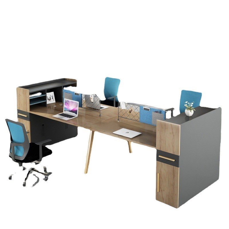 简约现代职员2/4/6人位四人位屏风职员桌椅卡座组合员工桌办公桌