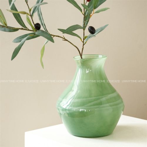 宋代美学绿云肌理中式轻奢花瓶摆件客厅插花复古琉璃餐桌高级感