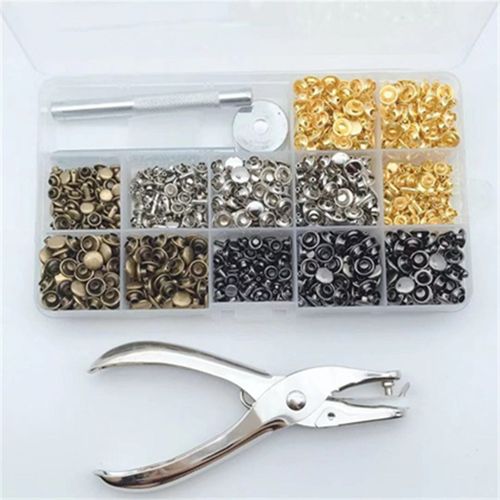 480套双面铆钉配4件安装工具 皮革撞钉装饰纽扣 双帽铆钉 供跨境