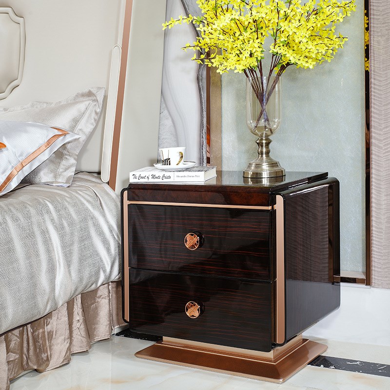 意式轻奢红榉木床 双人主卧简约时尚软包床 实木家用后现代单人床