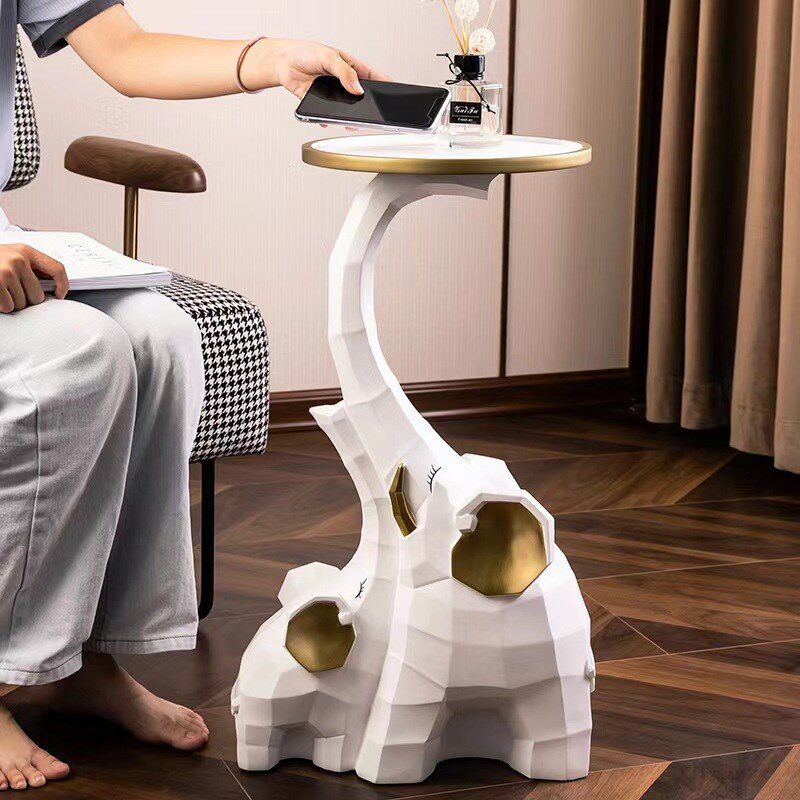 大象落地摆件客厅大型号装饰品移动茶几电视柜边几中式象托盘收纳