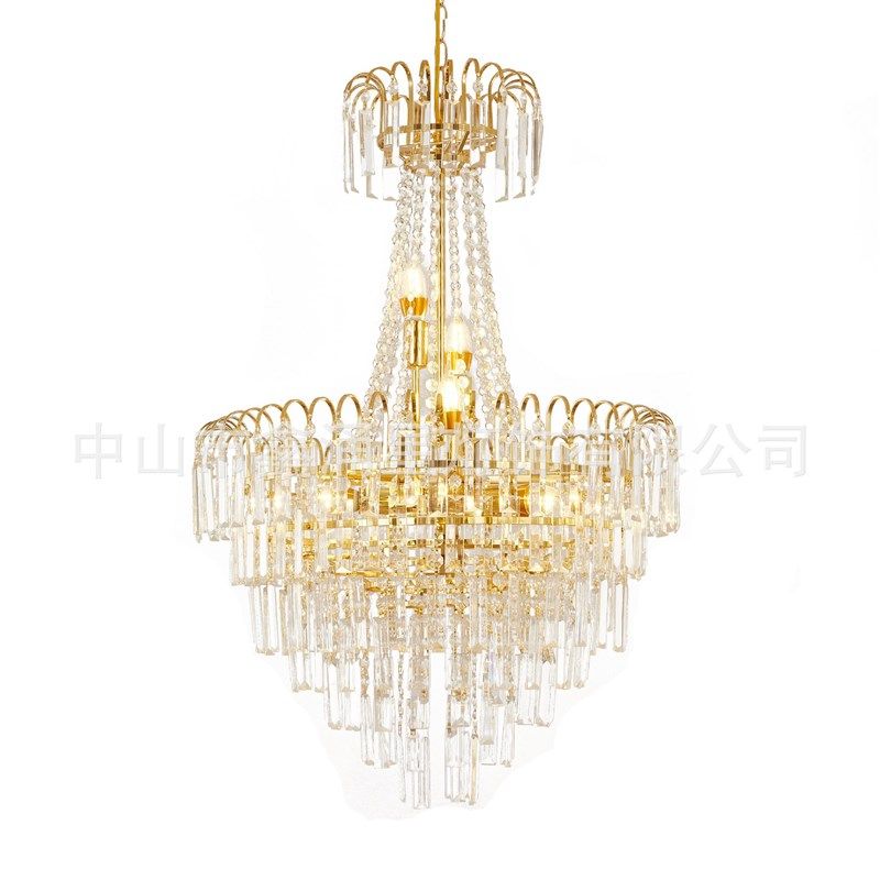 源厂供货婚庆欧式水晶吊灯电镀铁艺金色吊灯婚礼装饰布置道具灯具
