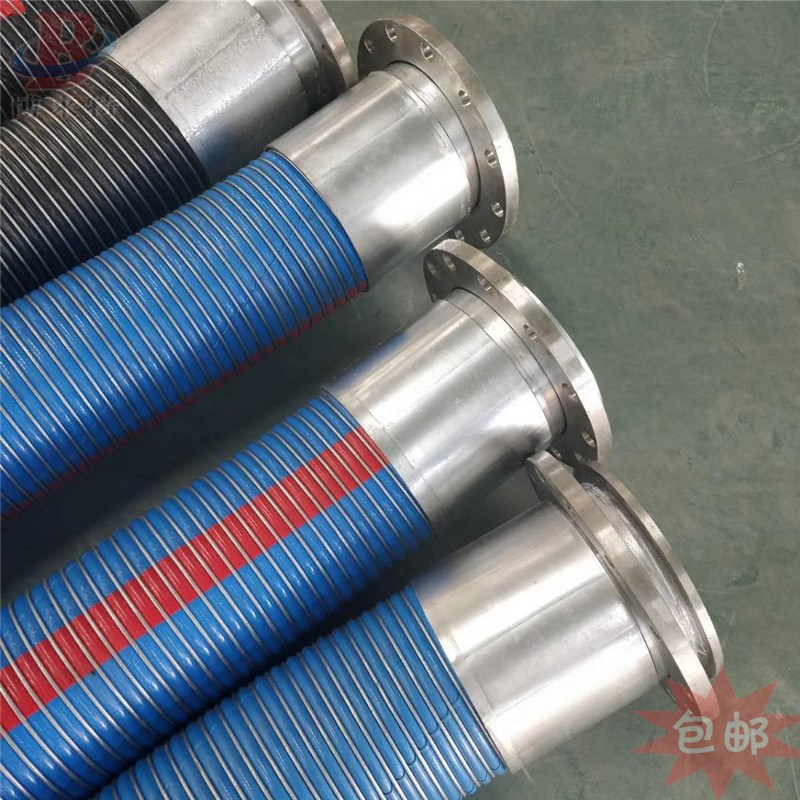 DN150透明PVC塑料螺旋钢丝软管 PU通排风法兰接头式钢丝管