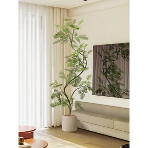 模拟绿色植物蓝花楹盆栽室内大密叶猴子耳环假植物客厅地板站立装