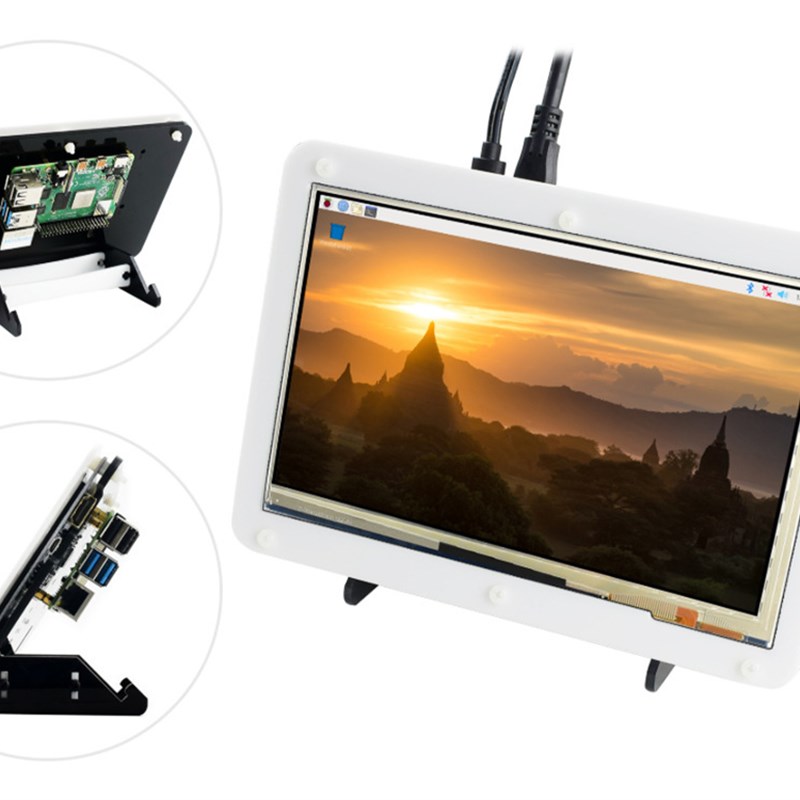 树莓派4代B显示套餐 含PI4B-4GB 7寸电容屏超清屏 16GB SD卡等