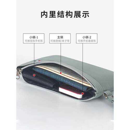 a5小号文件袋双层拉链式内有插袋文件包收纳包大容量牛津帆布