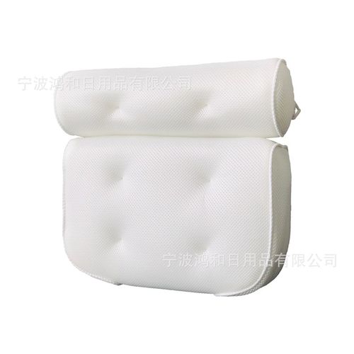 跨境热销浴缸枕头靠枕靠垫3D网布浴枕带吸盘防滑垫浴缸垫浴室枕头