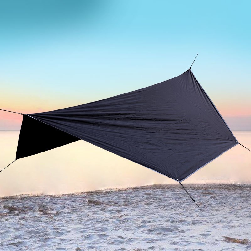 六角天幕户外露营涤纶格子布防水防雨防晒遮阳多功能野营帐篷地垫