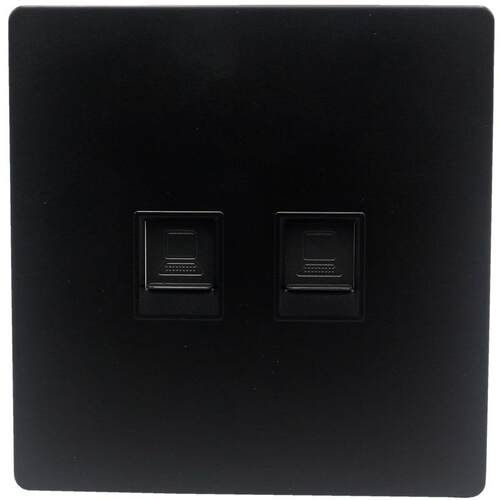 黑色大板86型双口六类网络插座RJ45千兆网线电脑模块CAT6网口面板