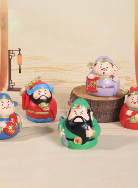 创意五路财神小摆件车载车v内装饰品办公室好物工位布置桌面小摆