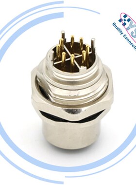 工业以太网M12 8Pin X型航空插头 板端传感器航空插头