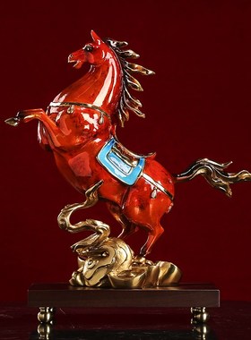 跃马腾飞纯铜马招财摆件客厅书房玄关办公室生肖T马乔迁新居装饰