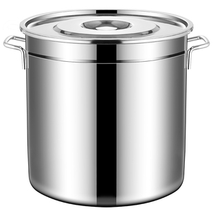 不锈钢桶圆桶带盖商用汤桶卤水桶油桶大I容量加厚家用汤锅米桶水