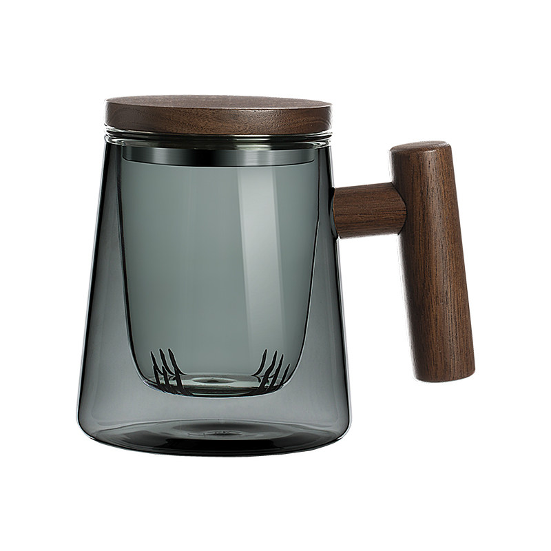 木笙玩物茶水分离泡茶杯办公室玻璃水杯男士简约T日式杯子茶道杯