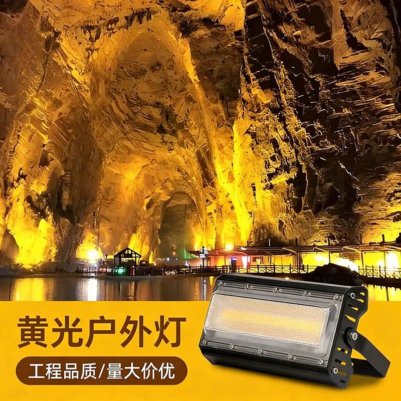 黄光洗墙灯户外防水射灯外墙溶洞风景区建筑照树灯暖彩色LED投光