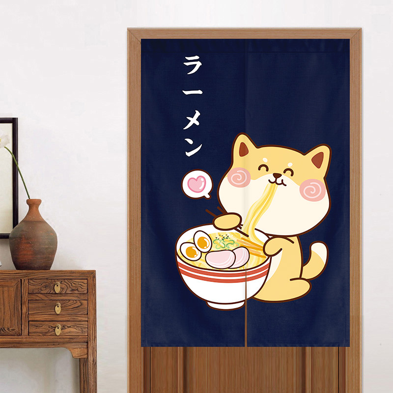 2021日式拉面卡通n门帘布艺半帘隔断厨房商用免打孔和风料理店挂