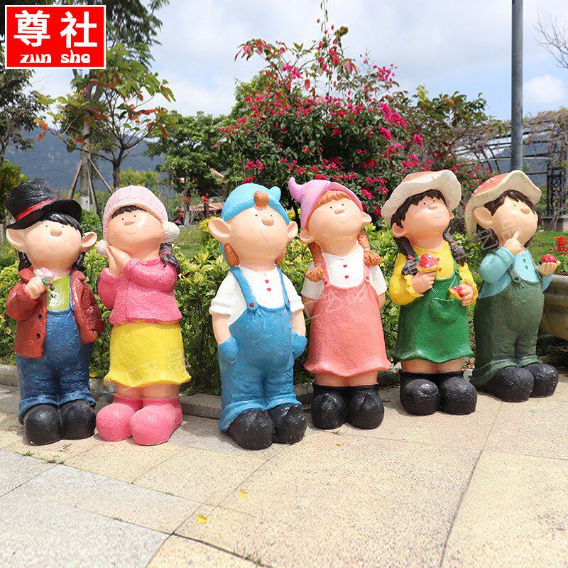 卡通小孩人物雕塑户外花园庭院售楼处幼儿园装饰样摆件Z板房工艺