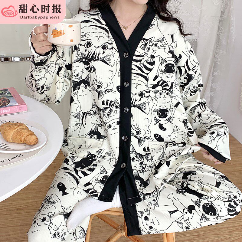 睡衣女款春秋季2024新款大码甜美公主风可外穿冬天长袖家居服套装