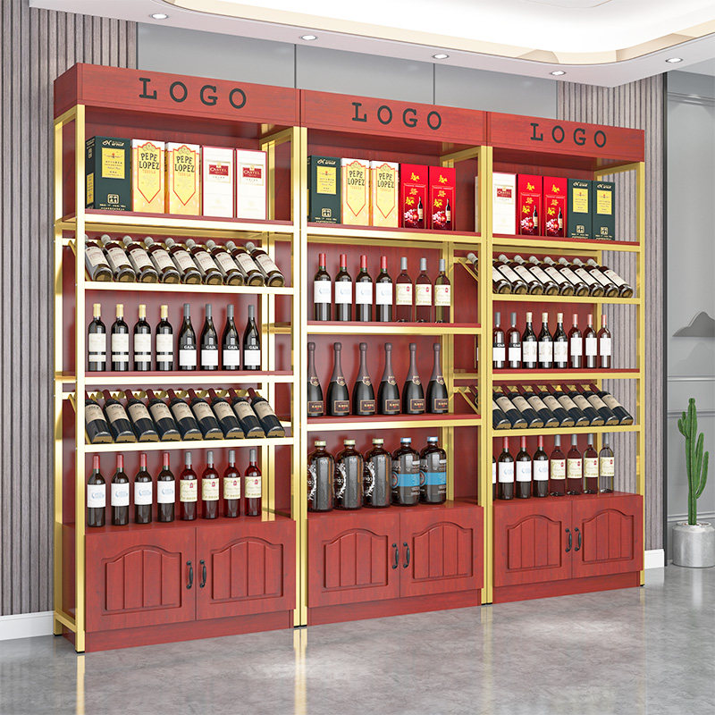 红酒柜展示架酒吧超市酒r庄商用铁艺落地酒架置物架葡萄酒陈列柜