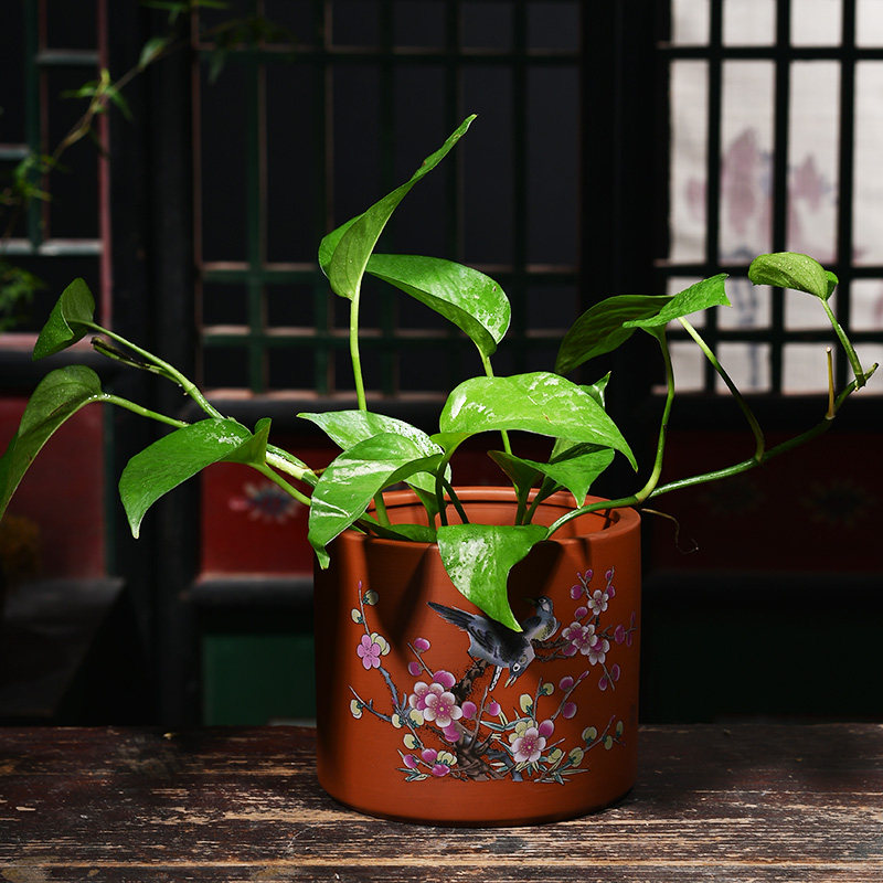 紫砂花盆大号创意水培碗莲盆睡莲铜钱草无孔家用水仙花盆陶瓷容器