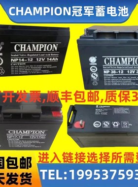 CHAMPION冠军蓄电池NP38-12 12V7AH14AH17A24AH38A65AH100AH 消防