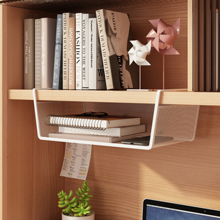 书柜书桌下e挂篮置物架悬挂式隔层隔板免打孔宿舍衣柜分层收纳神