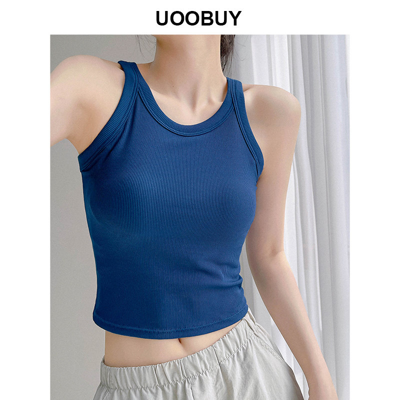 工字吊带背心女美背内衣夏外穿带胸垫设计感内搭无袖短款打底上衣