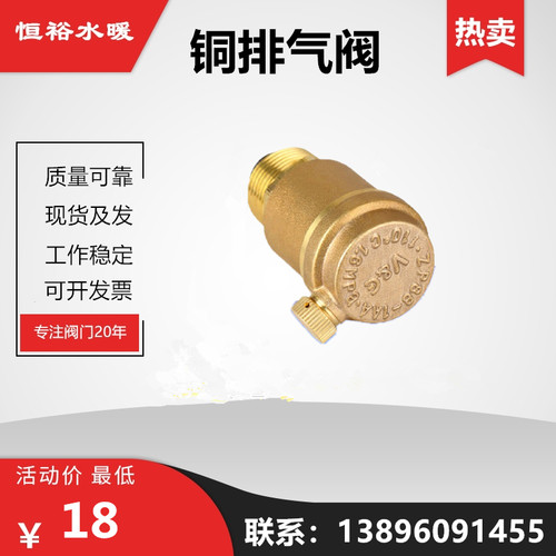 铜自动排气阀VG华龙巨水B21X-16T暖气空调锅炉立式PPR20放气阀