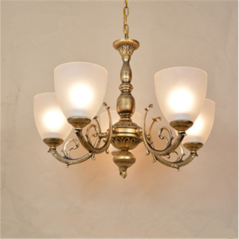 欧式铁艺复古玻璃黄古铜色返古做旧吊灯客厅餐O厅卧室店铺灯饰灯