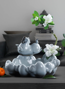 高档轻奢家居摆件装饰器皿果盘花插水培花盆玄关钥V匙收纳陶瓷礼