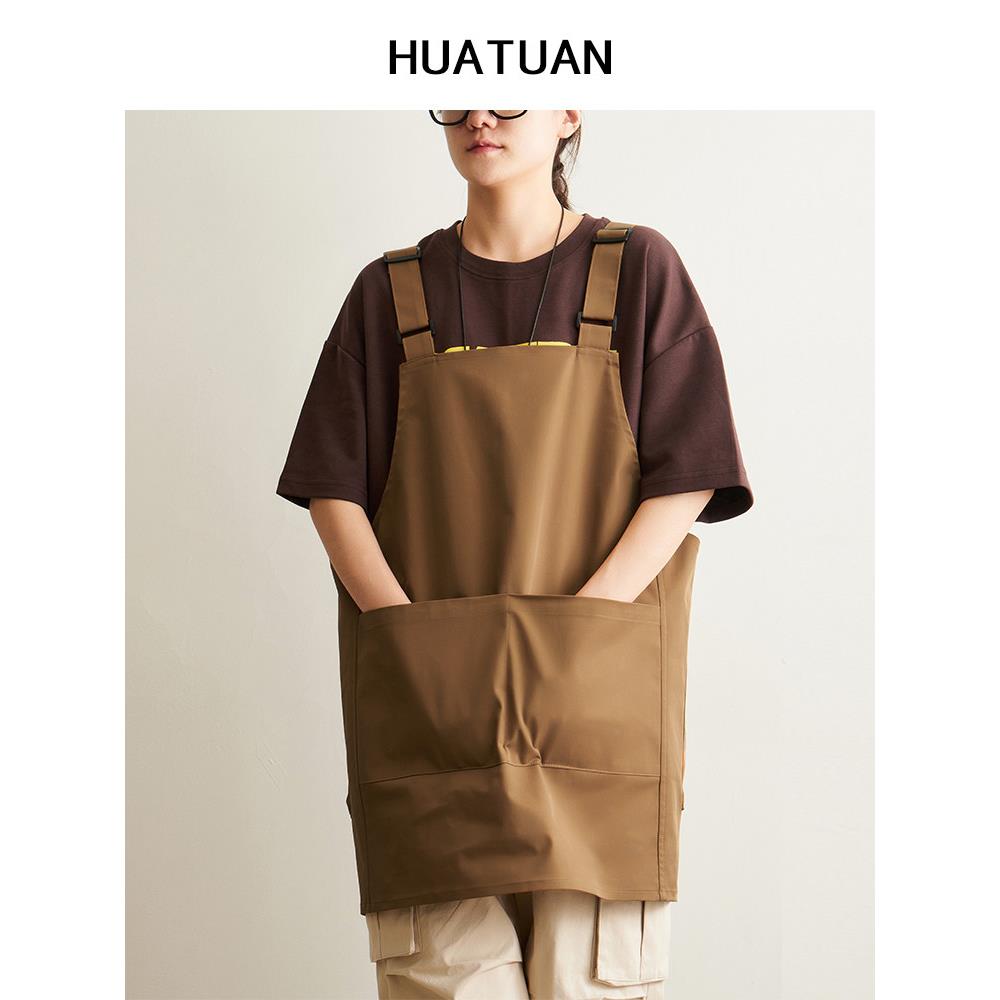 咖啡师围裙厨房餐厅防水奶茶蛋糕超市理发店工作服定制标志的男人