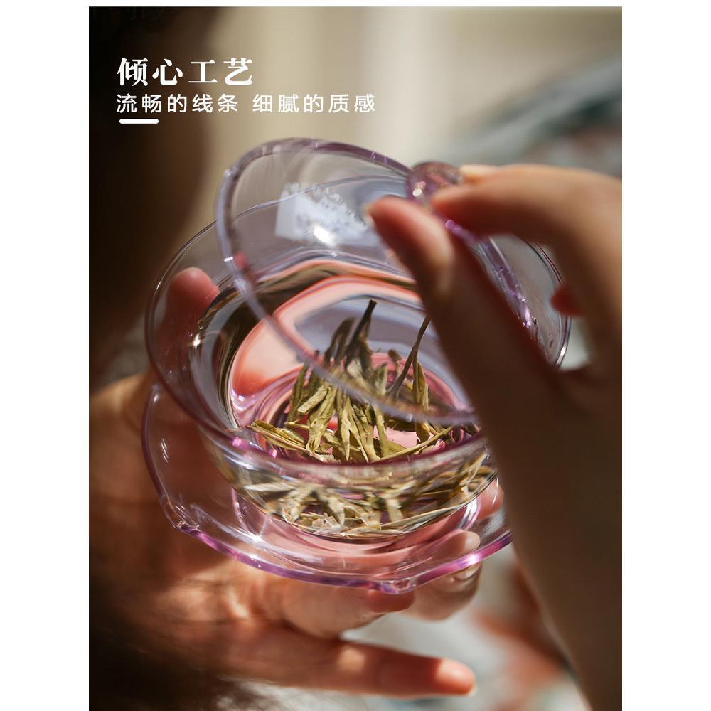 禾器玻璃沁莲盖碗茶杯防烫大号泡茶碗高档功夫茶具三才碗单个带盖
