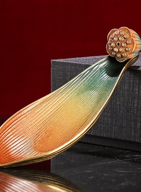 新中式全铜香插线香托盘香炉香座香薰炉摆件禅意茶道X家用茶桌室