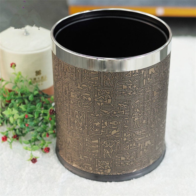 酒店客房垃圾桶圆形双层烤漆垃圾桶房间垃圾桶家用阻燃塑料垃圾桶