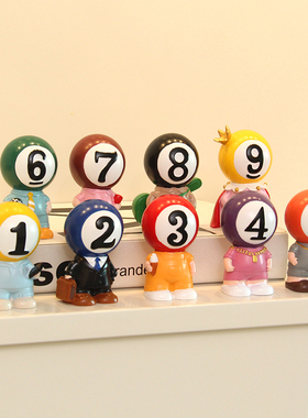 台球厅桌球俱乐部收银台装饰创意摆件台球小玩Q偶店铺开业礼物摆