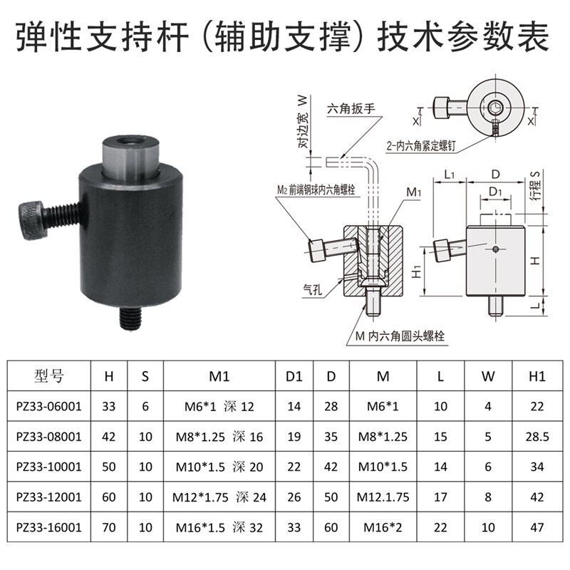 今尾型夹具标准件l圆型辅助支撑浮动支撑手动高度自适应 BJ351