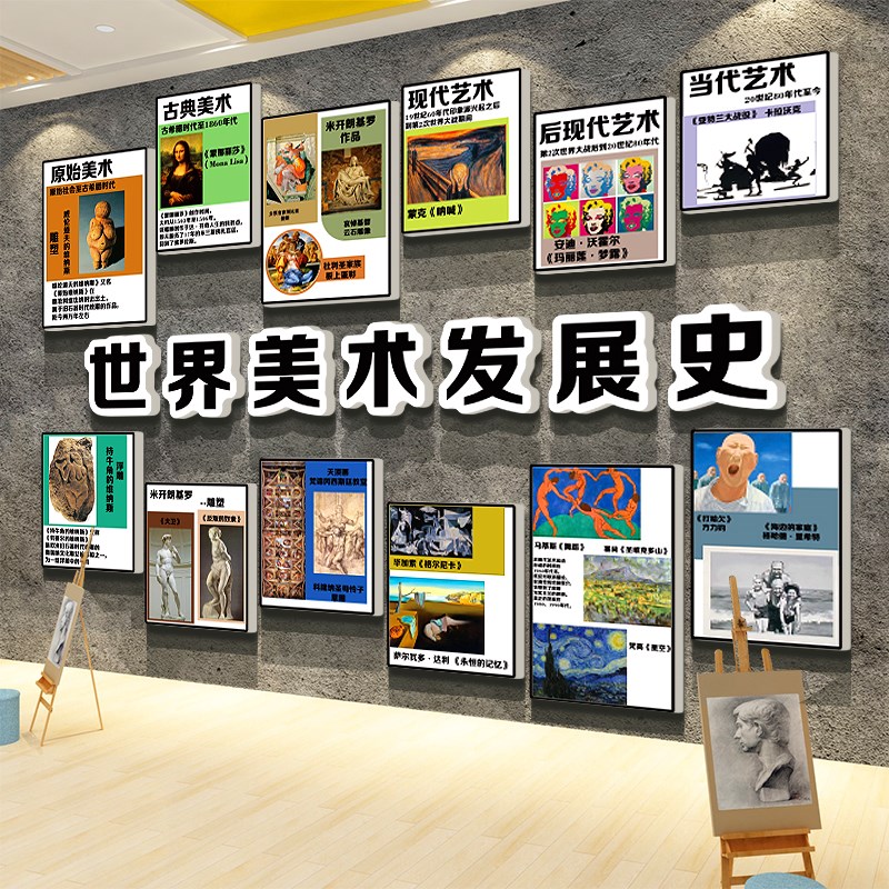画布置美术教室艺术培训机构环创文化背景M墙面装饰世界发展史互