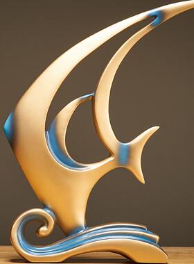 新中式鱼摆件创意轻奢p家居客厅酒柜电视柜装饰工艺品乔迁新居礼