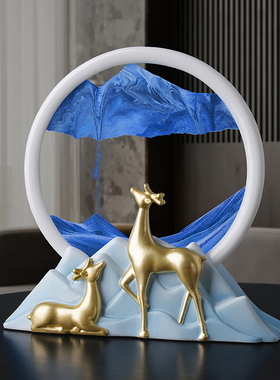 创意金鹿流沙画沙漏摆件轻u奢高档家居客厅酒柜电视柜办公室装饰