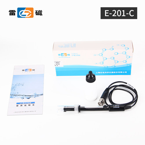 上海雷磁pH复合电极E-201-C/301F可充式实验酸碱检测玻璃ph计探头