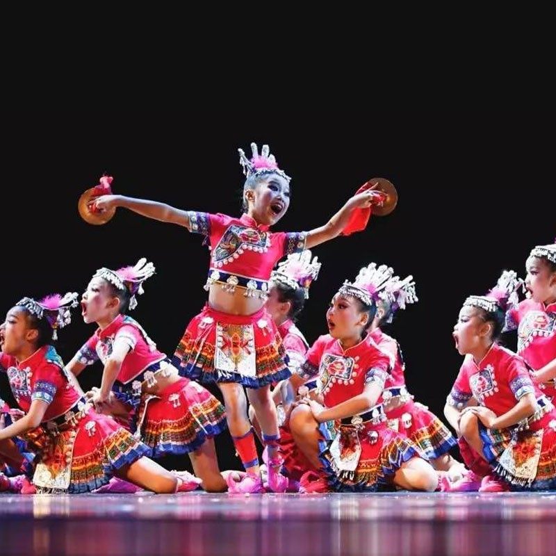 少数民族服装儿童苗族彝族小荷风采国庆舞蹈表演铛拍起拍铛演出服
