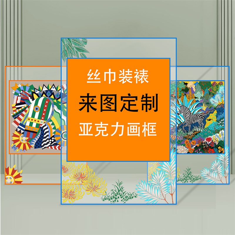 来图定做装饰画亚克力画框相框定制丝巾装裱挂画大尺寸无边框画