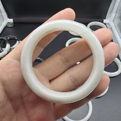 南阳玉独山玉独玉白色玉料手镯玉镯子手环55MM女款精品