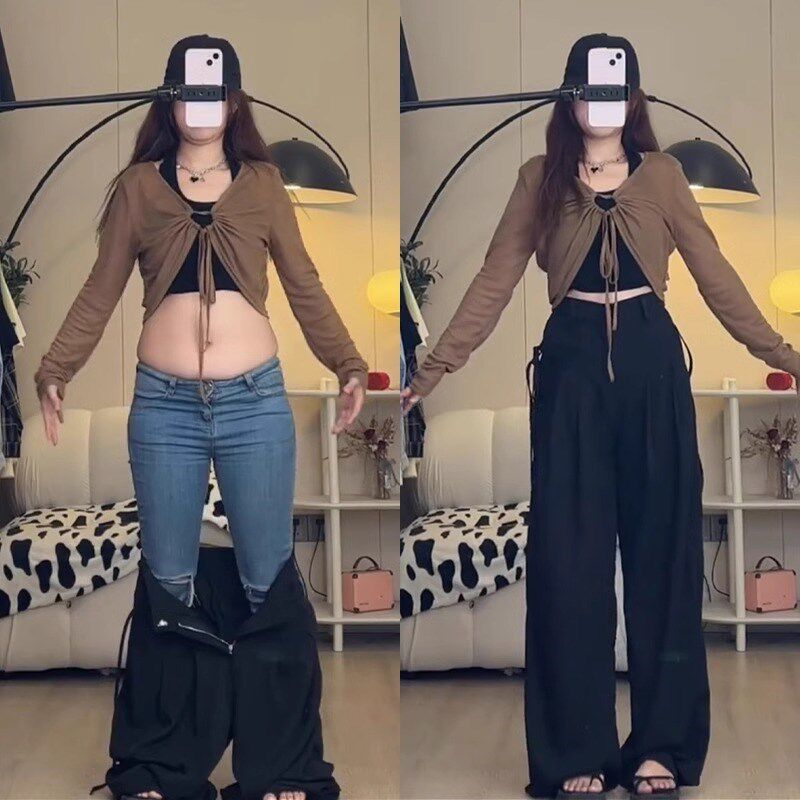 2024年春秋新款西装裤女大码胖mm显瘦梨形身材高级感休闲阔腿长裤