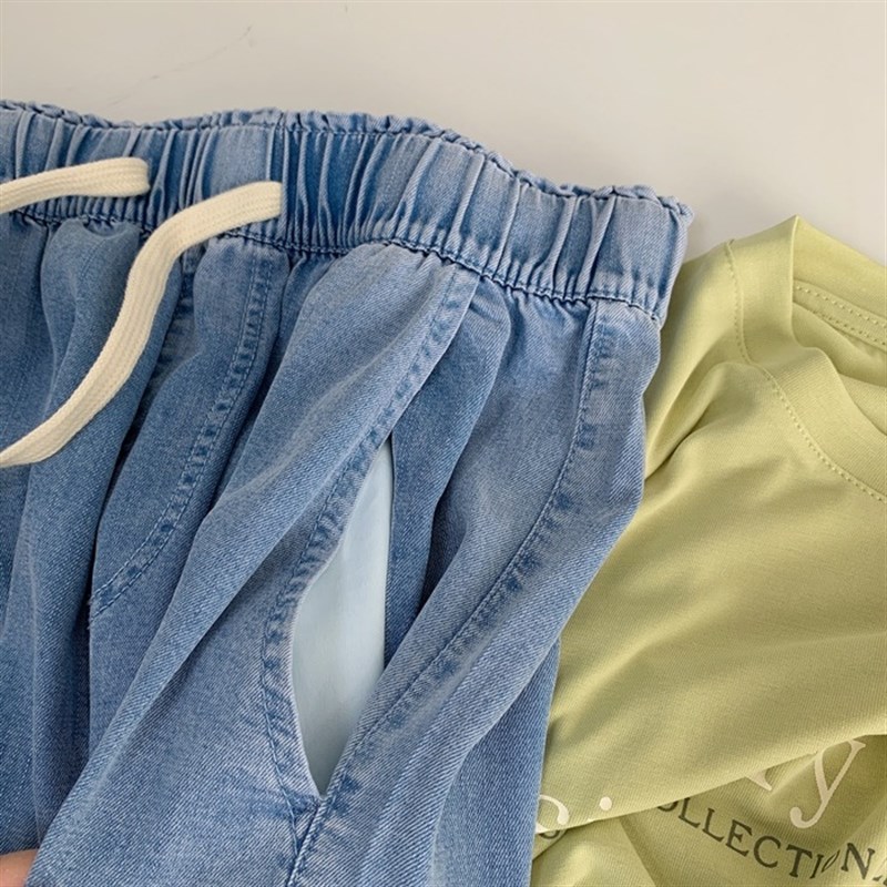300斤特大码女装胖mm夏季轻薄透气垂感阔腿裤女松紧腰直筒牛仔裤